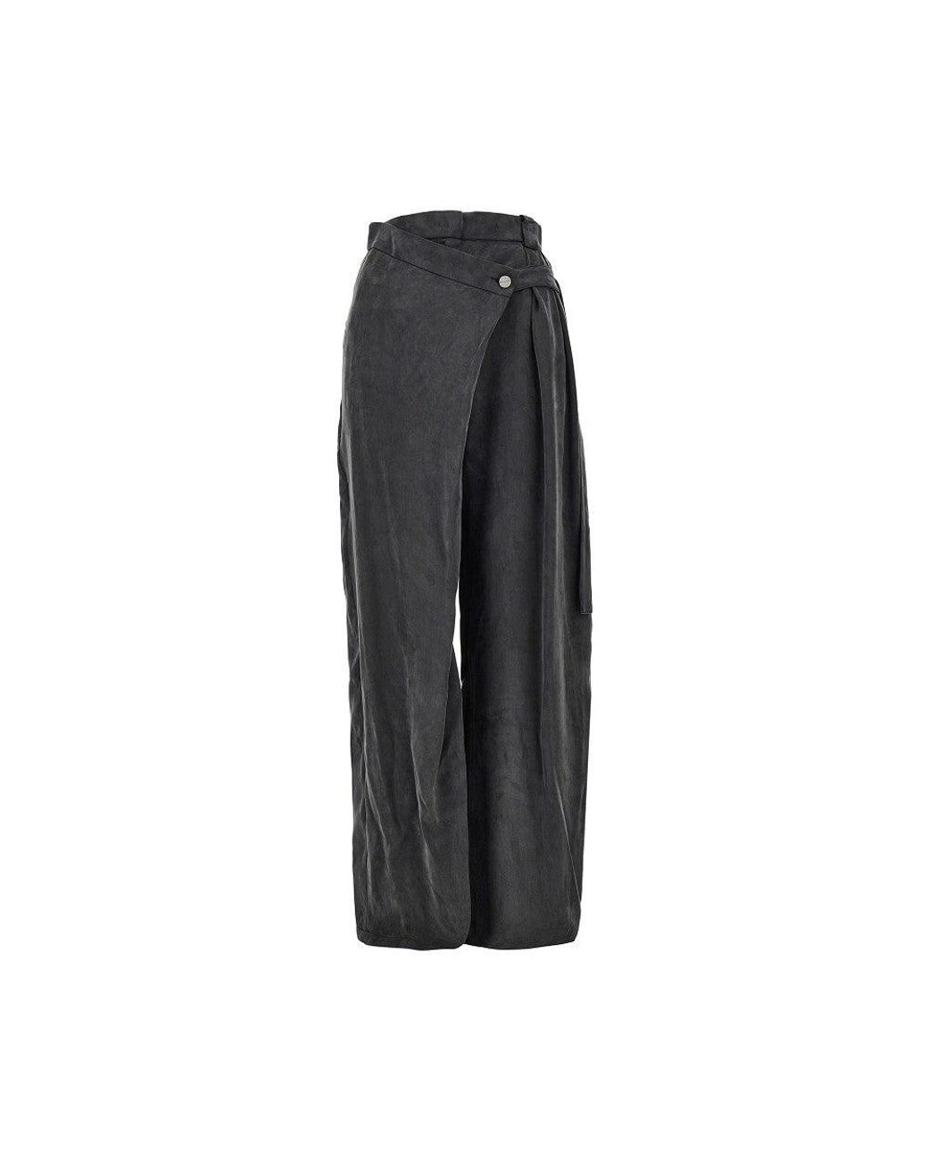 Pinko Black Wrap-Over Twill Pants