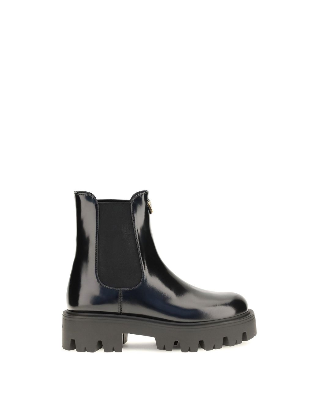 Prada Black Brushed Leather Ankle Boots