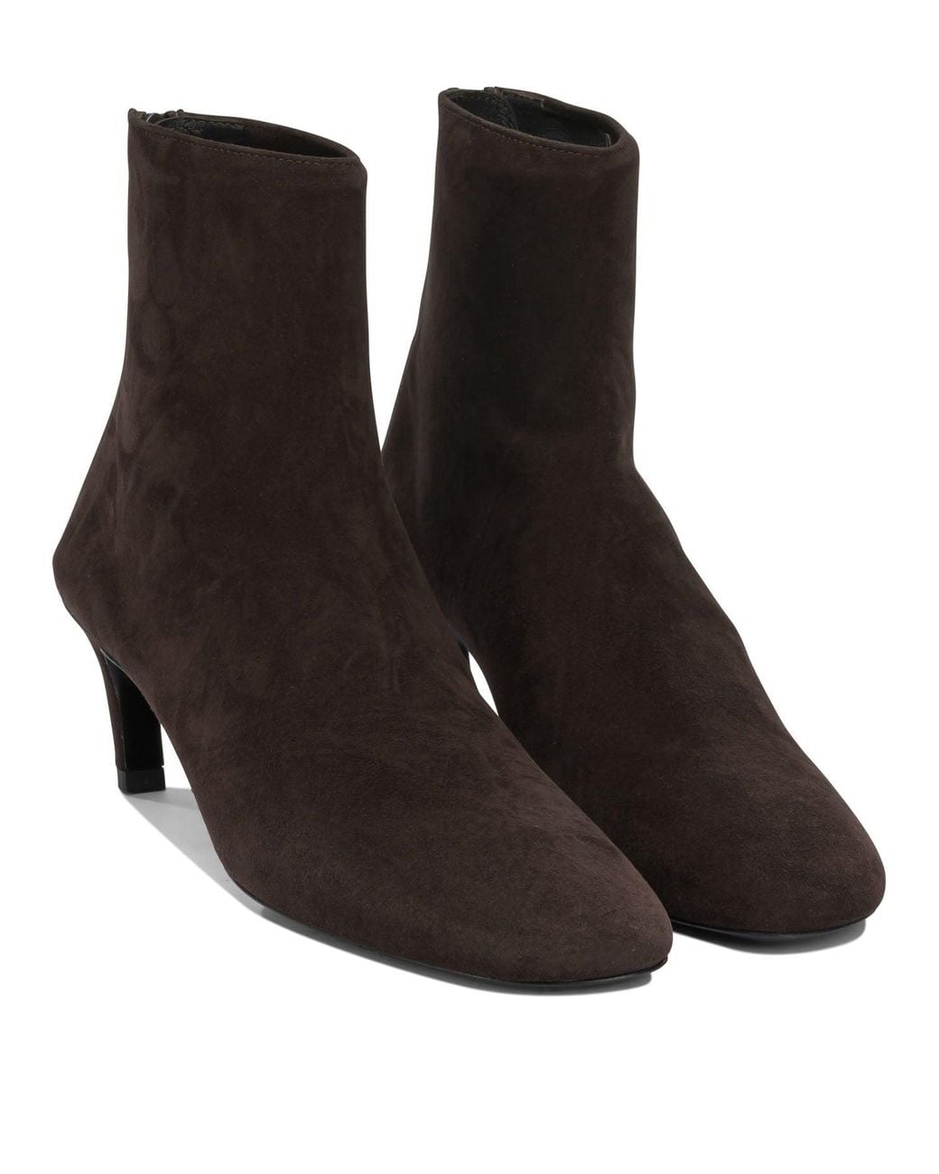 Totême Black Suede Ankle Boots With Zippers