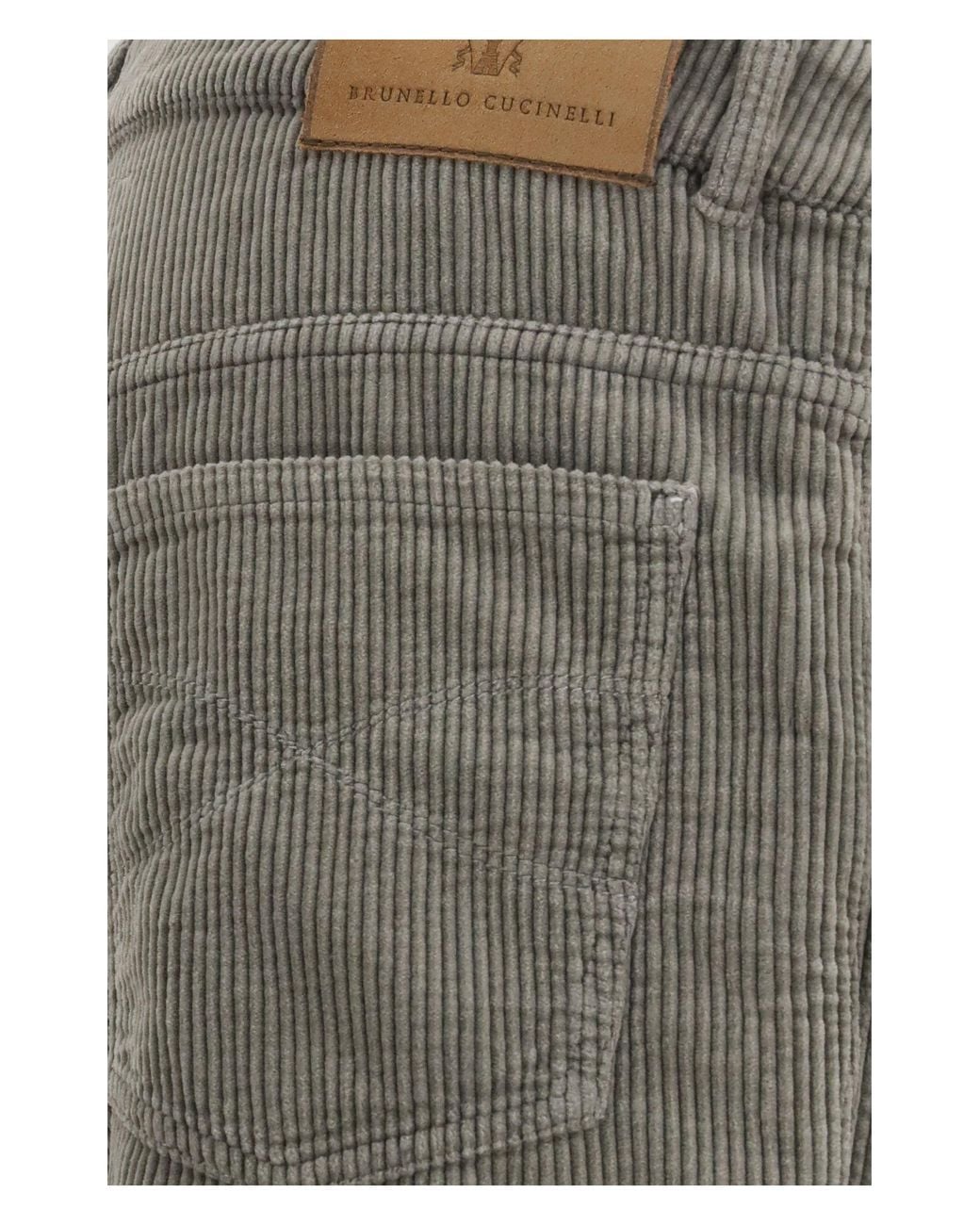 Brunello Cucinelli Gray Corduroy Trousers