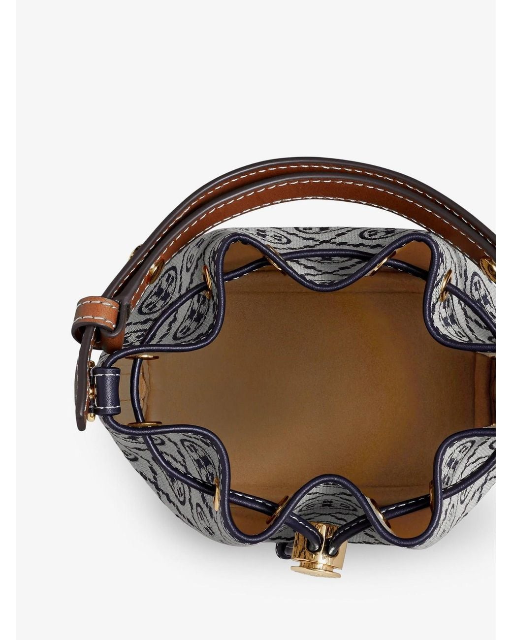 Tory Burch Blue T Monogram Cotton-Blend Bucket Bag