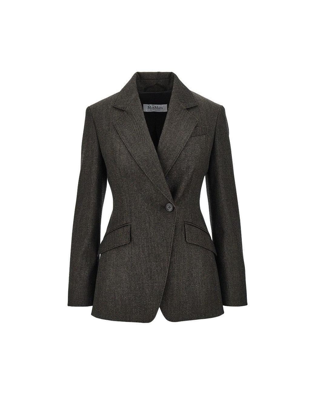 Max Mara Black Virgin Wool Double-Breasted Jacket