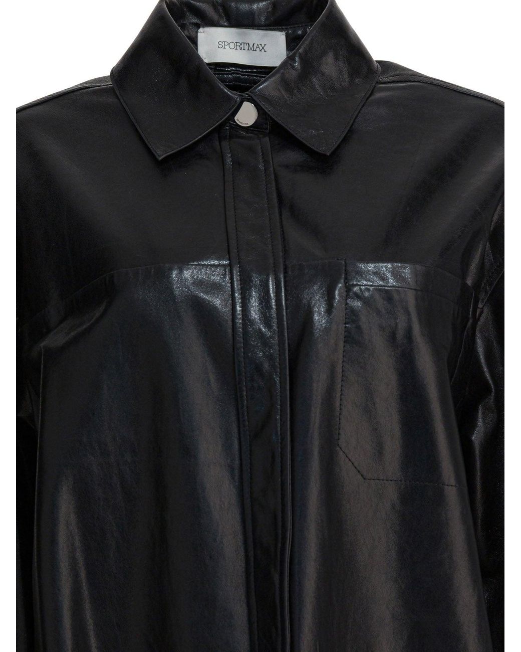 Max Mara Black Leather Shirt Shirts