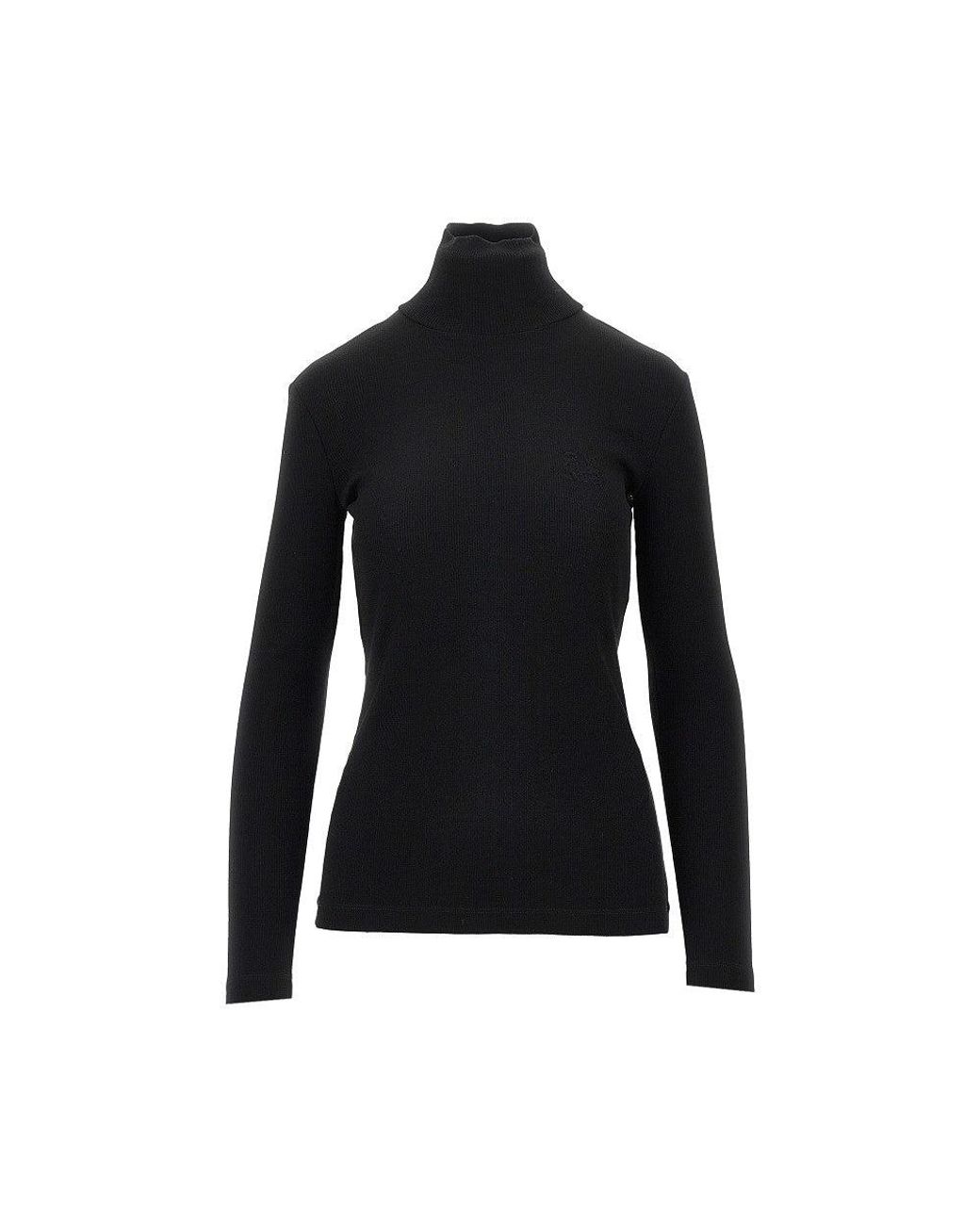 Max Mara Black Wool Jersey Turtleneck Top