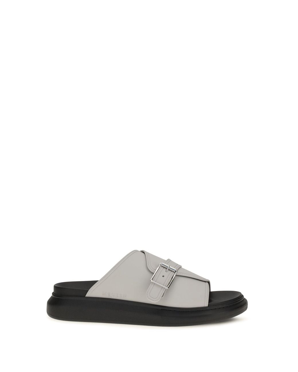 McQueen White Buckle Slide Sandals