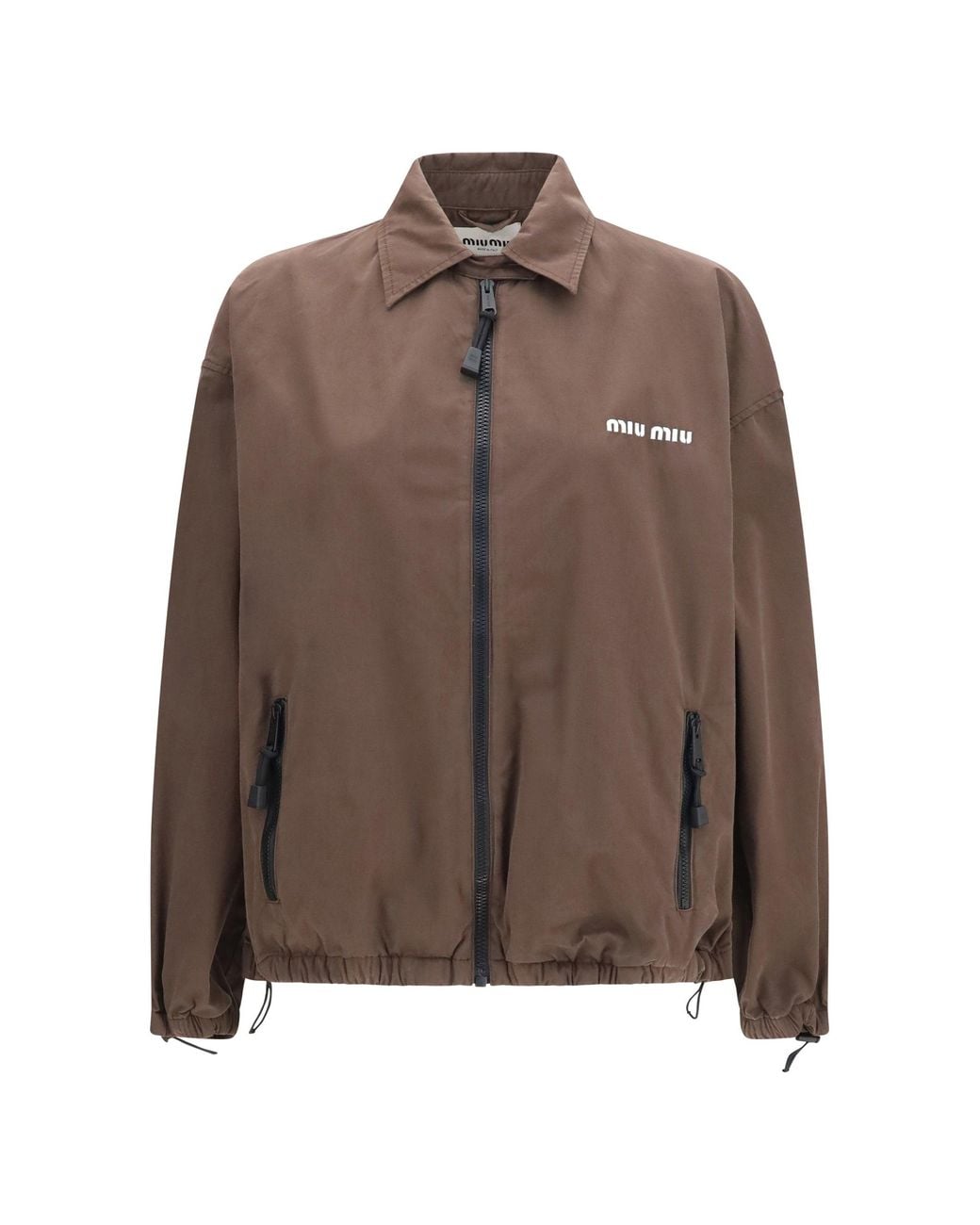 Miu Miu Brown Gabardine Jacket With Zip