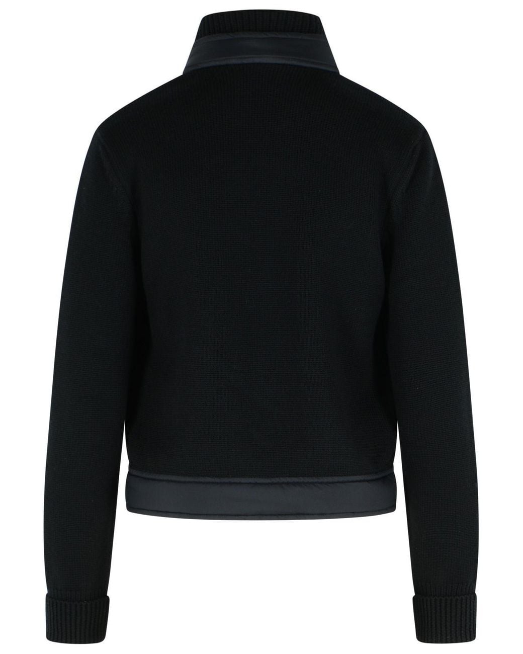 Moncler Black Virgin Wool Padded Cardigan