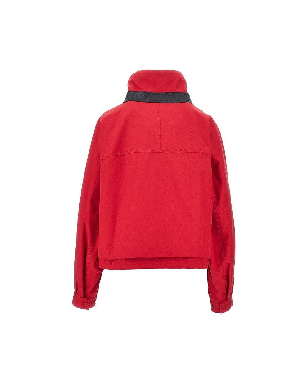 Loewe Red Cotton And Silk Jacket With Leather Details