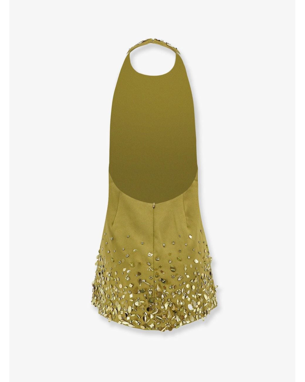 retroféte Green Mini Dress With Sequins And Rhinestones