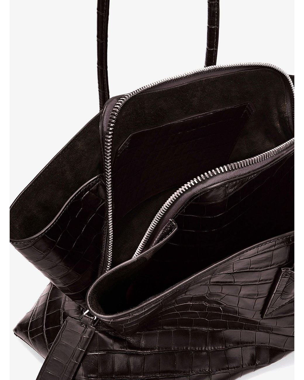 The Attico Brown La Passeggiata Medium Leather Shoulder Bag With Croco Effect