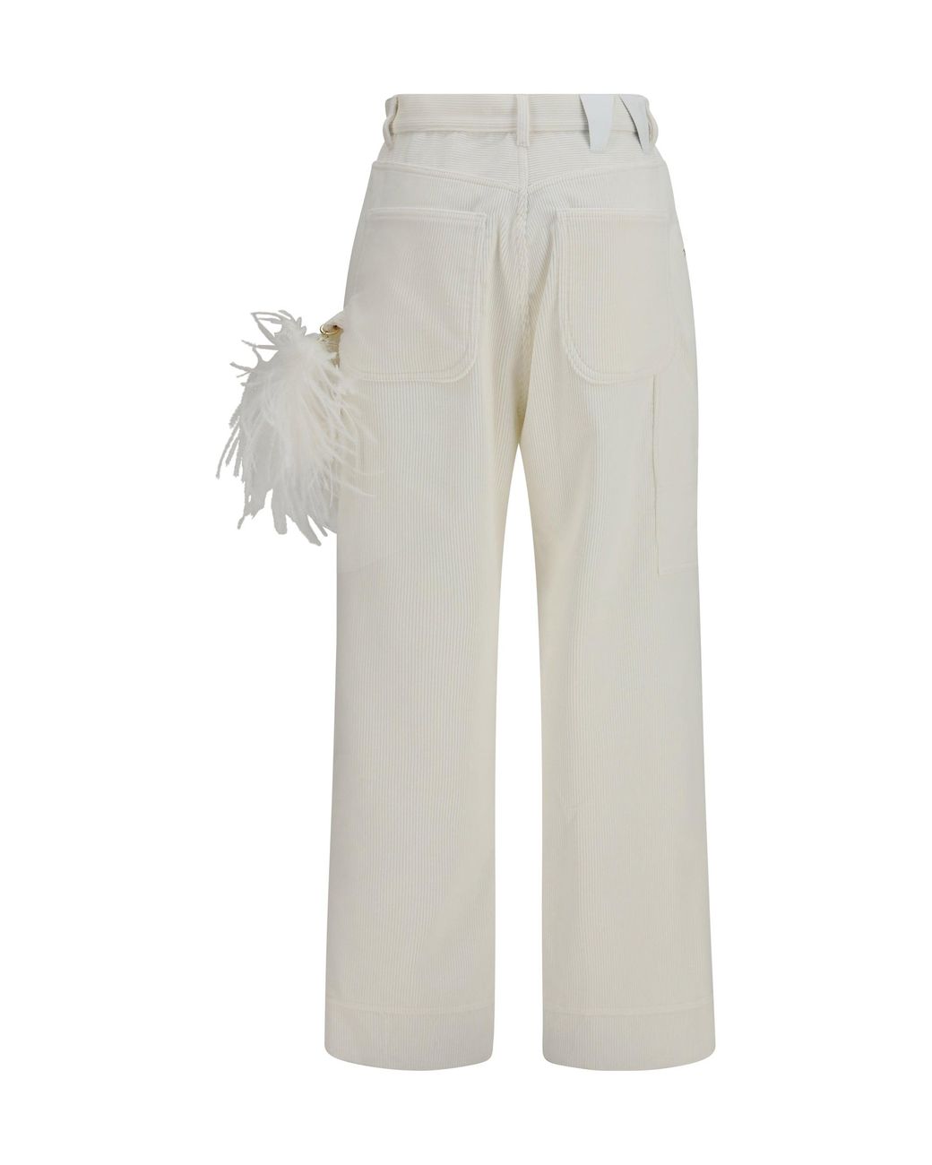 DARKPARK White Lisa Feather Chain Corduroy Pants