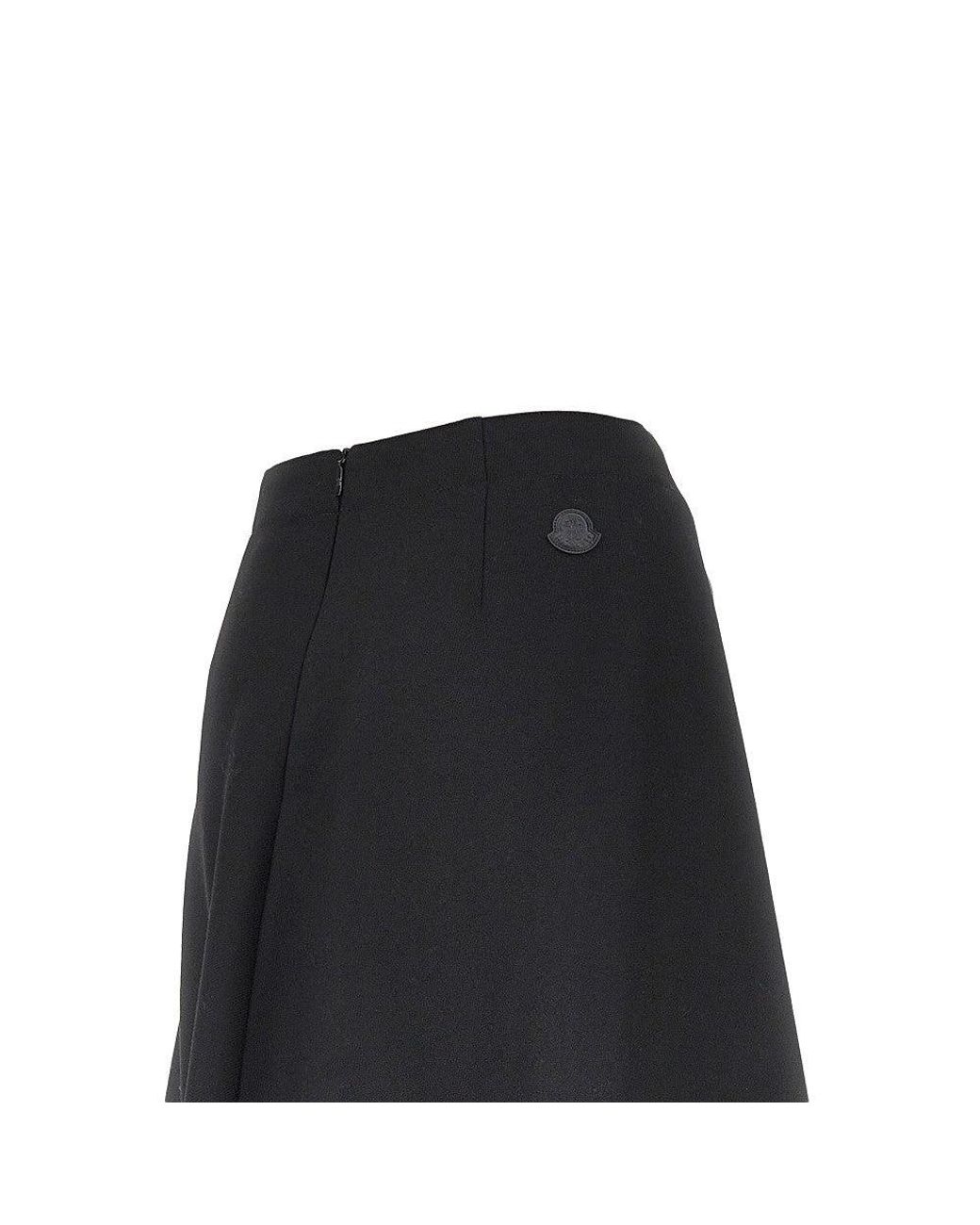 Moncler Black Wool Gabardine Midi Skirt