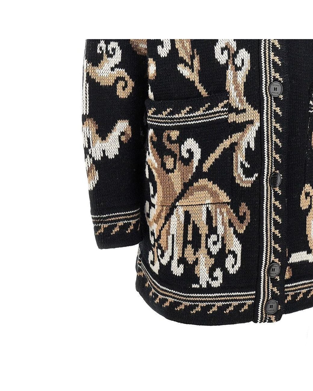 Etro Black Jacquard Wool Cardigan
