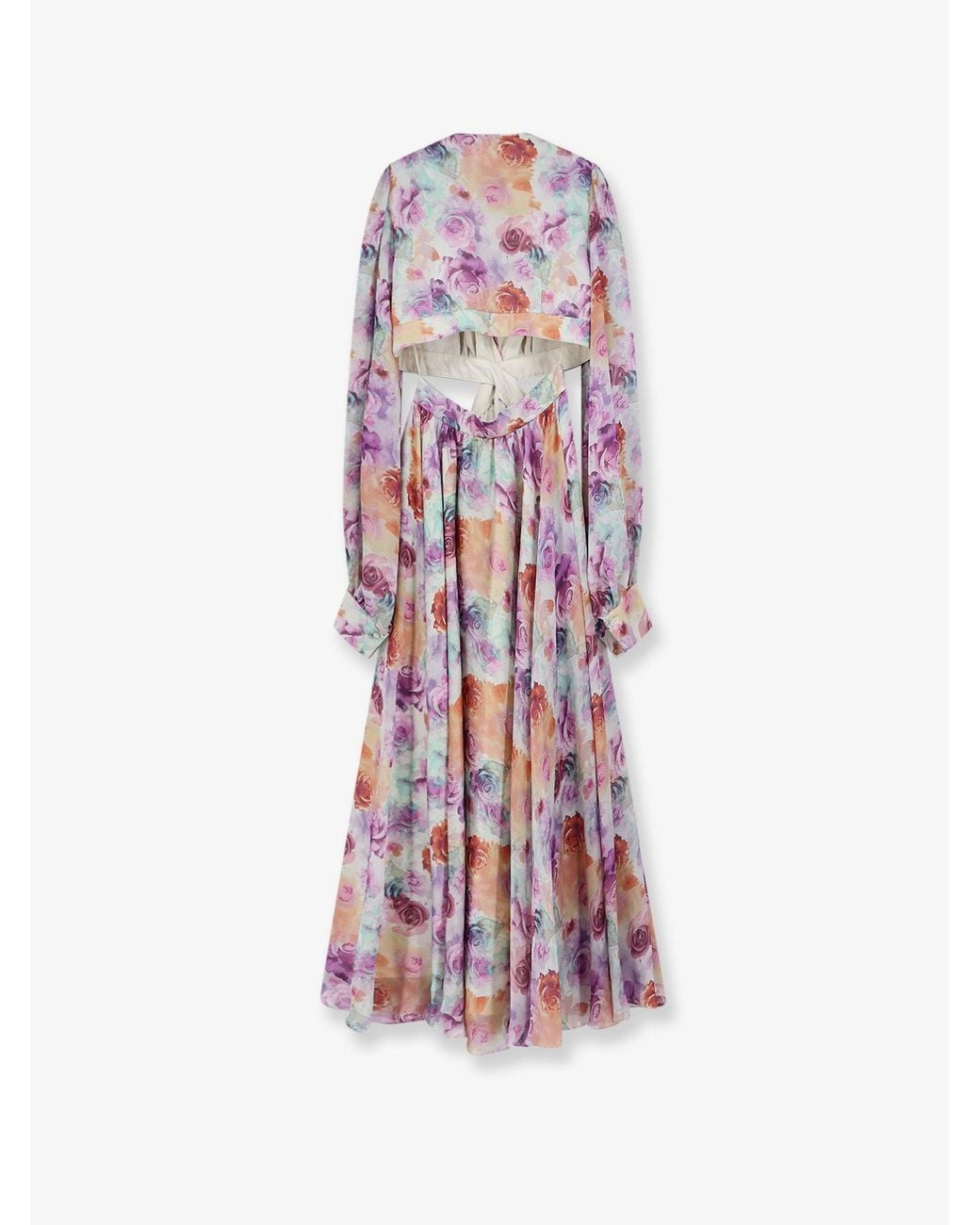 ACTUALEE White Long Dress Floral Print