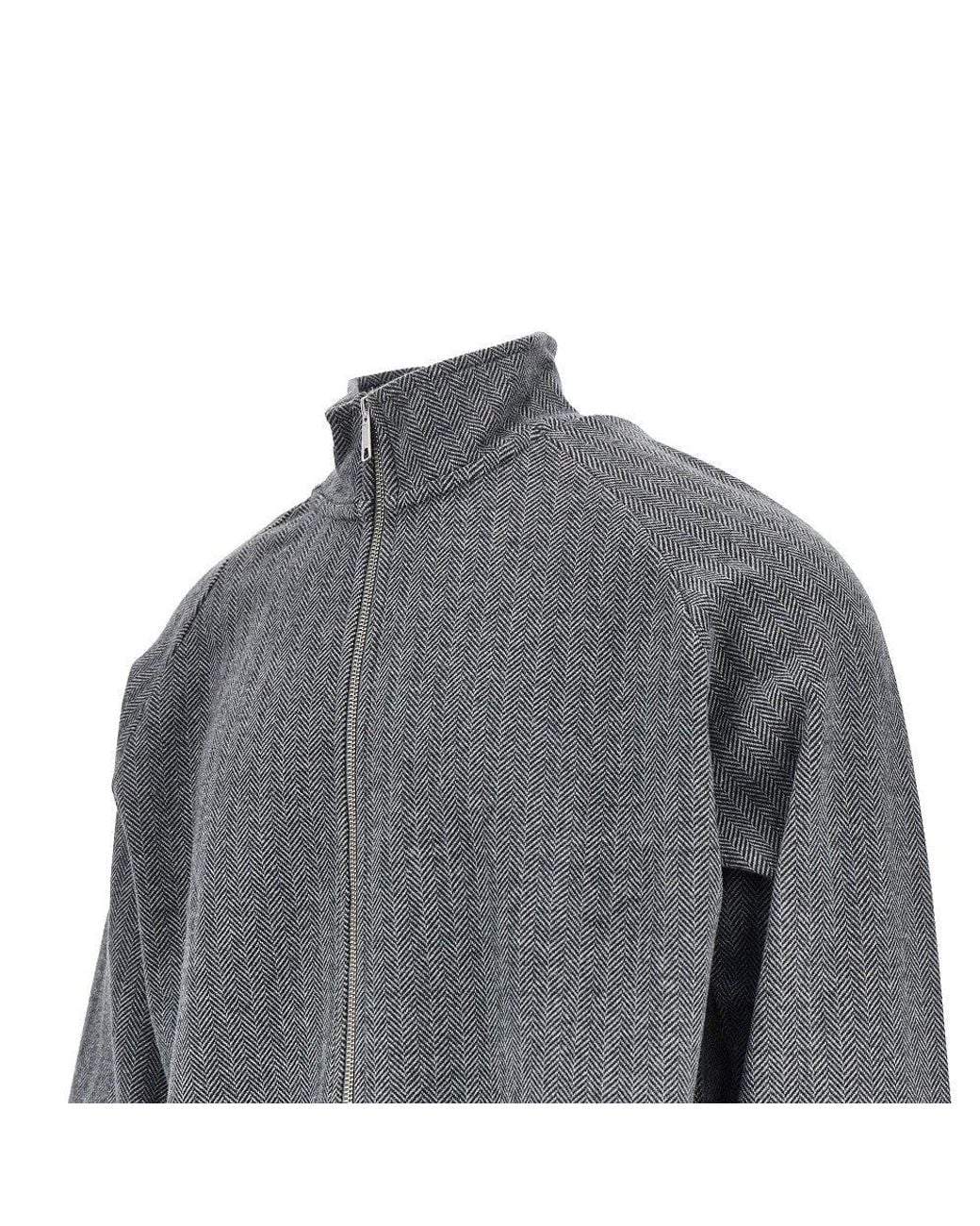 mfpen Gray Herringbone Cotton Full-Zip Sweatshirt for men