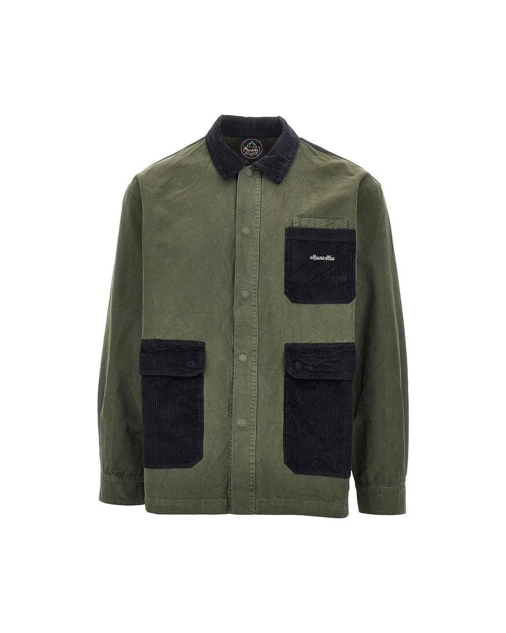 Mauna Kea Green Canvas And Corduroy Saharienne Jacket for men
