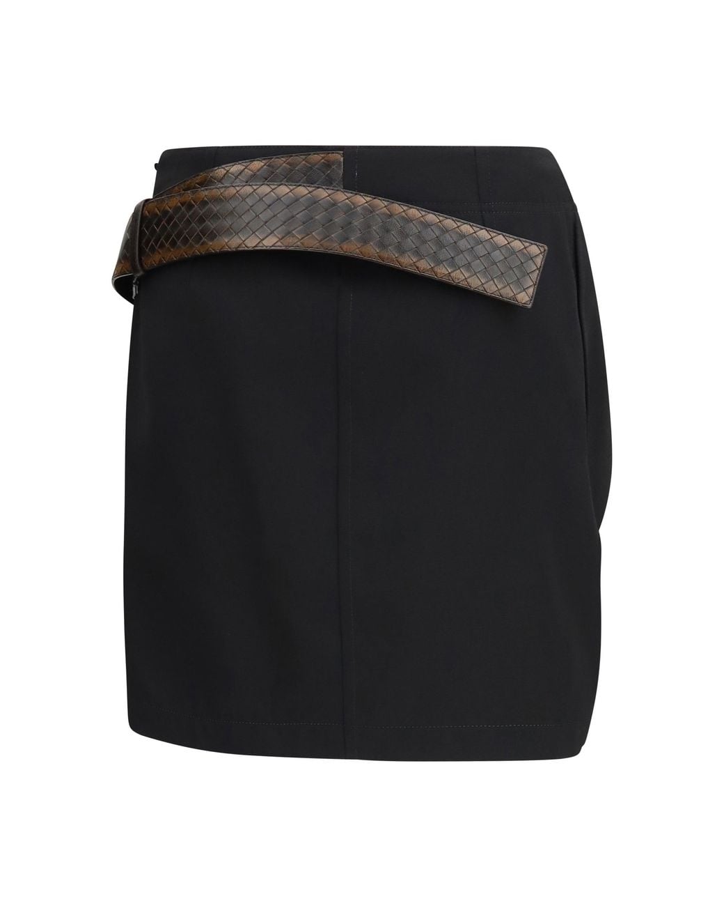 Bottega Veneta Black Grain De Poudre Wool Skirt