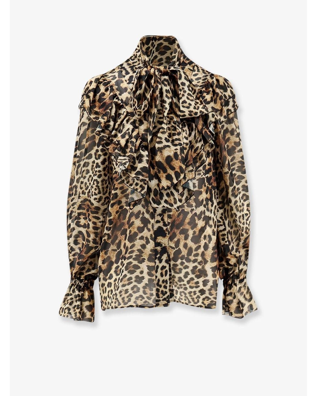 ACTUALEE White Shirt With Print Leopard