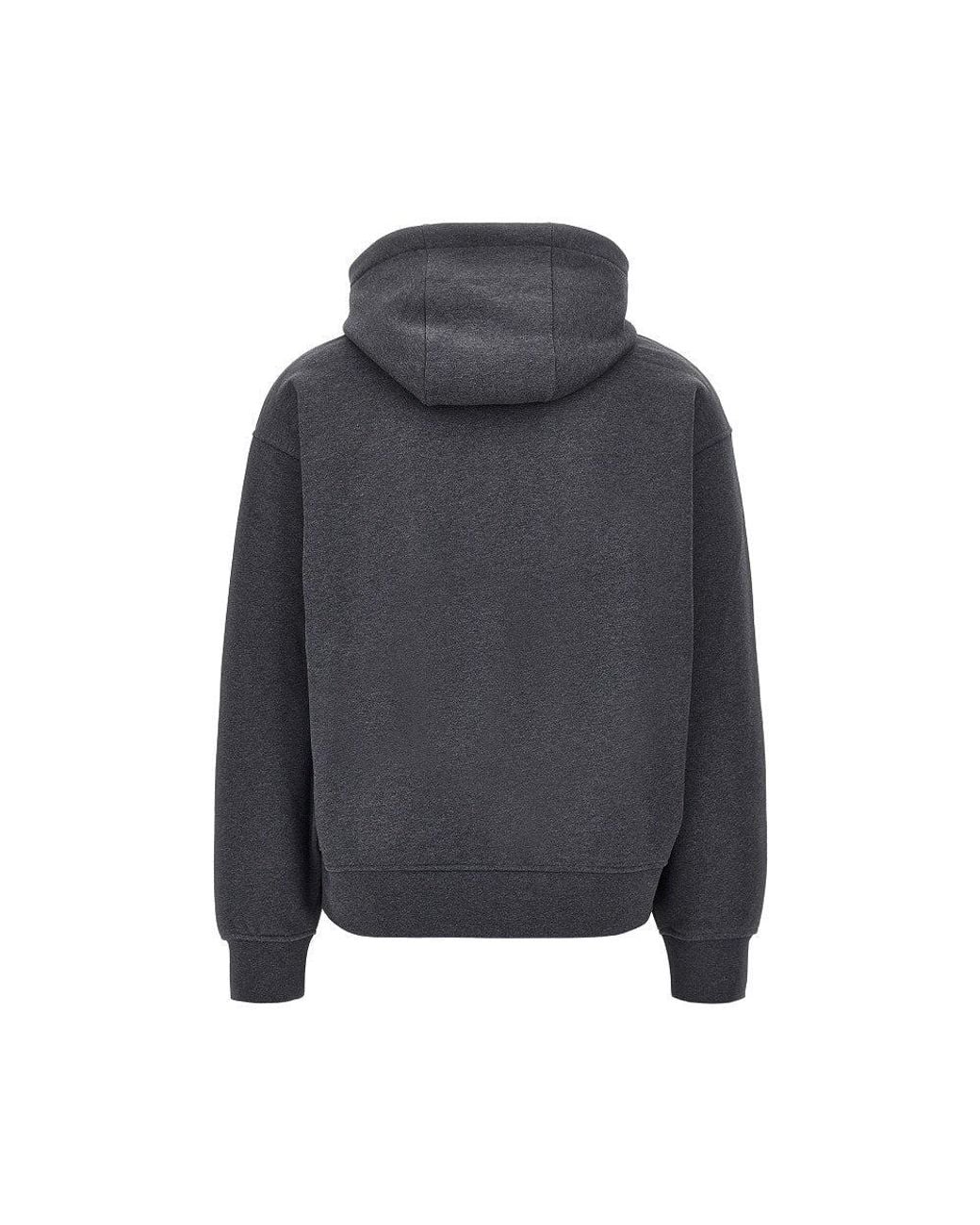 Emporio Armani Gray Soft Touch Logo Embroidery Hoodie for men