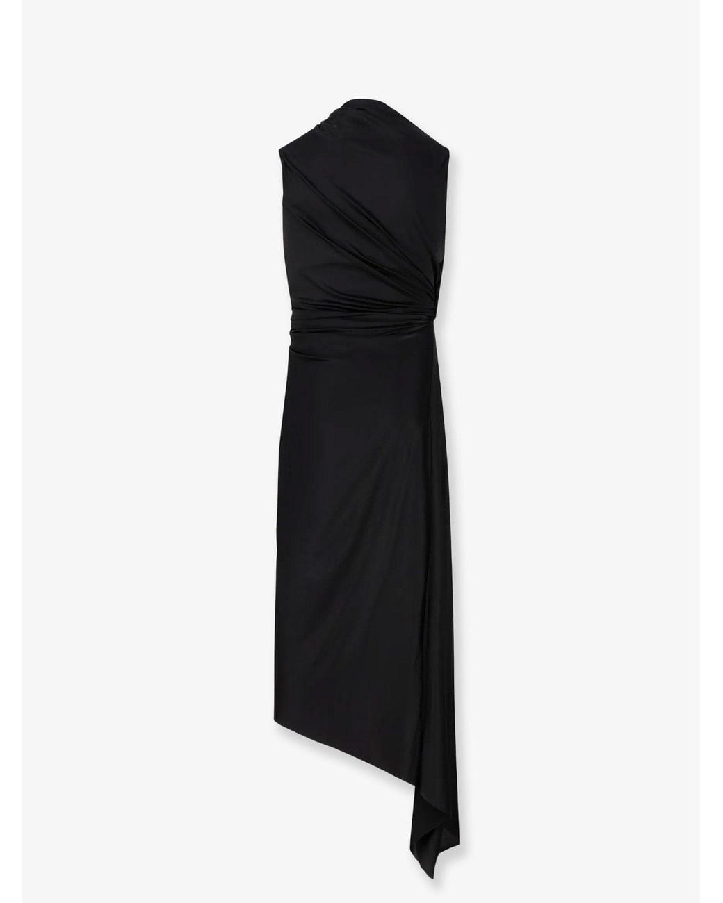 Balenciaga Black Stretch Fabric Long Asymmetrical Dress