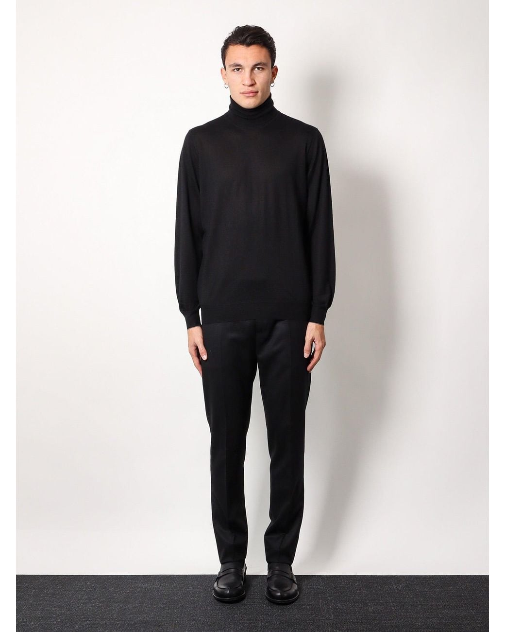 Brunello Cucinelli Black Cashmere And Silk Turtleneck for men