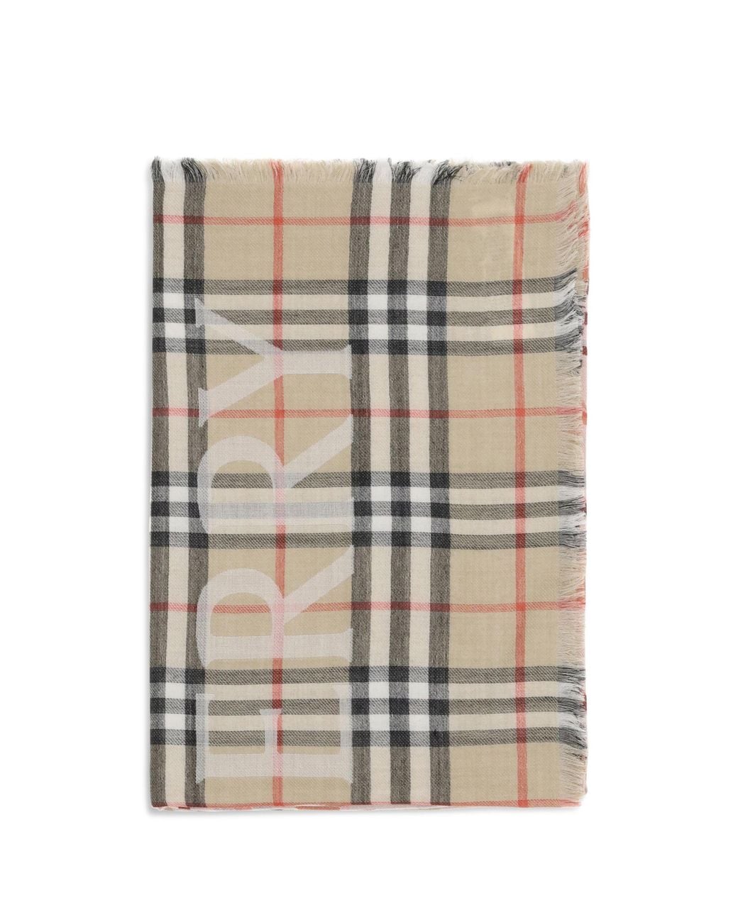 Burberry White Wide Wool And Silk Check Scarf With Ekd for men