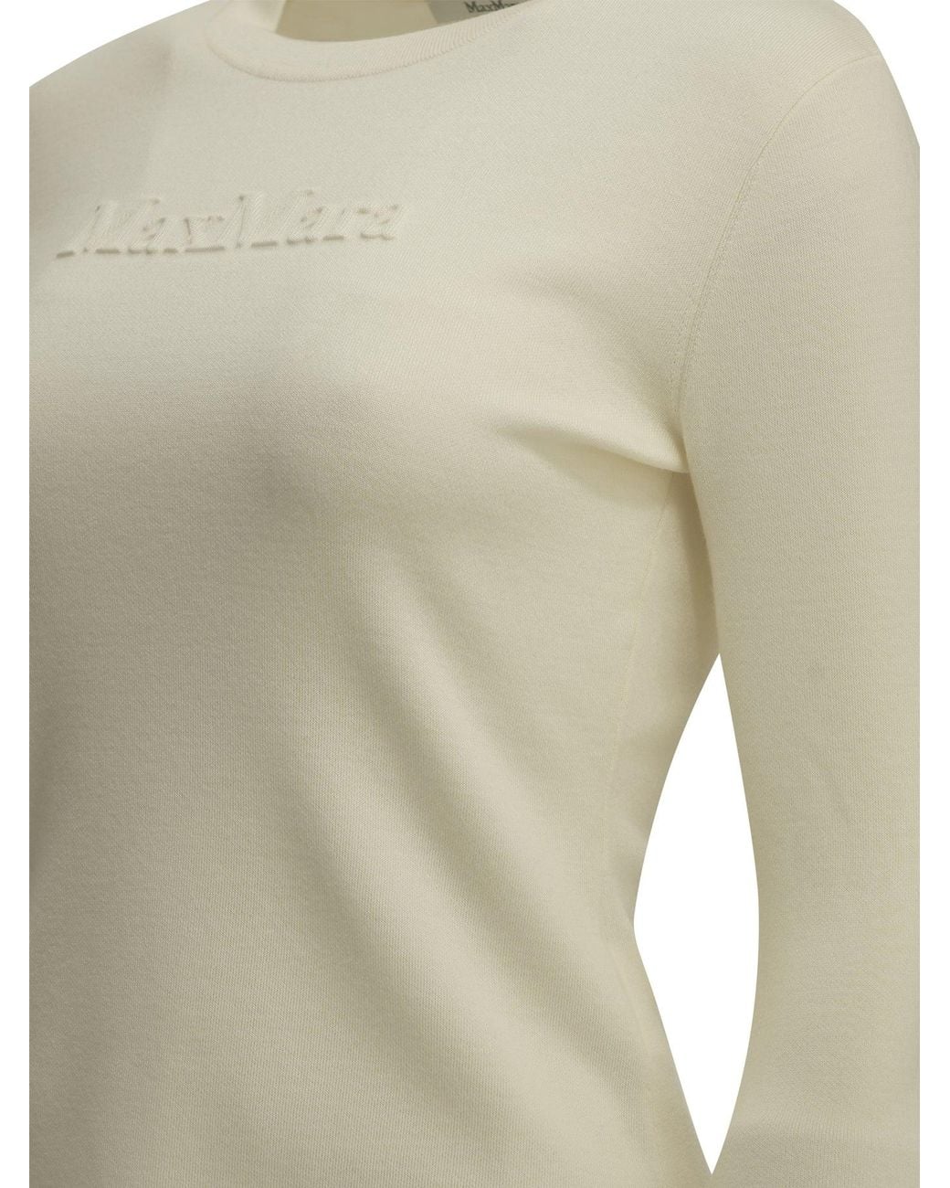 Max Mara Natural Round-Neck T-Shirt Made Of Virgin Wool
