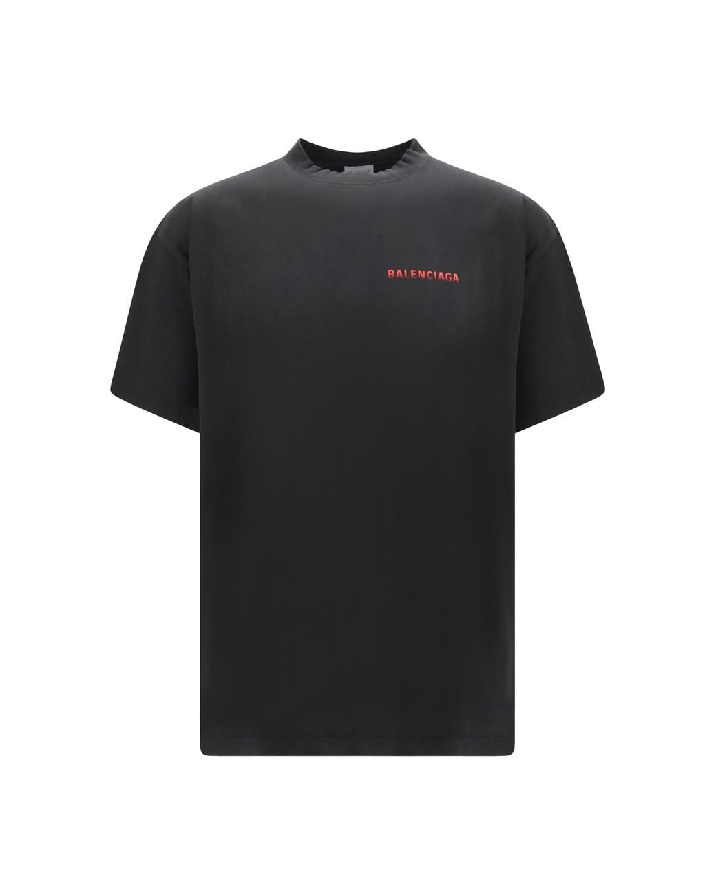 Balenciaga Black Cotton Logo T-Shirt for men
