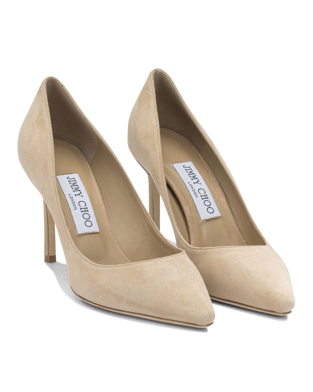 Jimmy Choo White Romy 85 Heeled Shoes Beige
