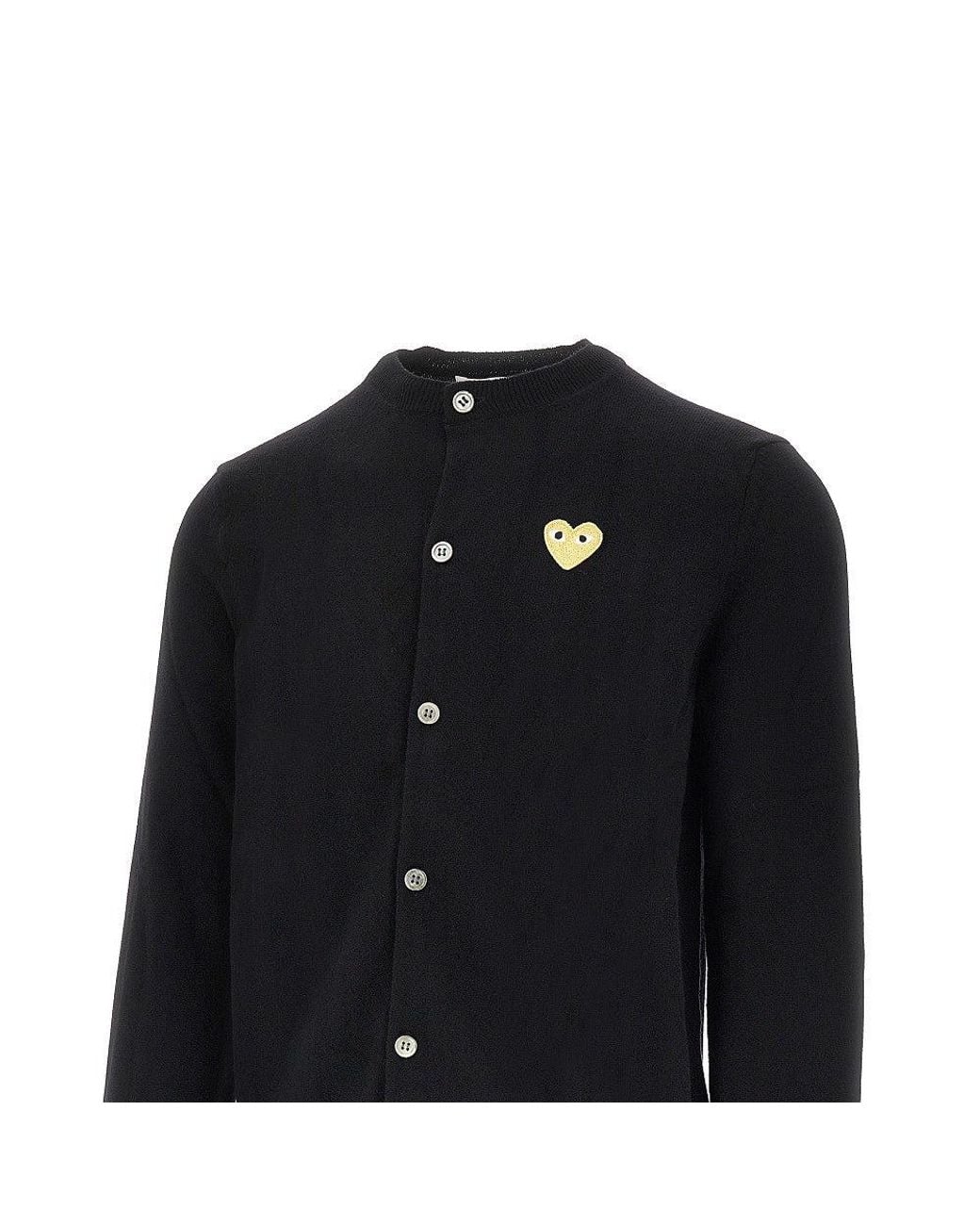 COMME DES GARÇONS PLAY Black Wool Cardigan With Heart Patch for men