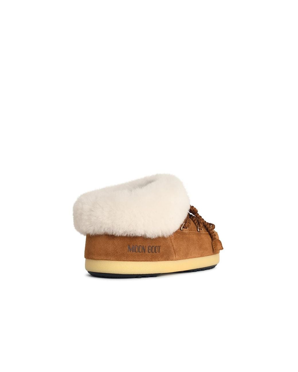 Moonboot White 'Evx' Cognac Suede Slippers