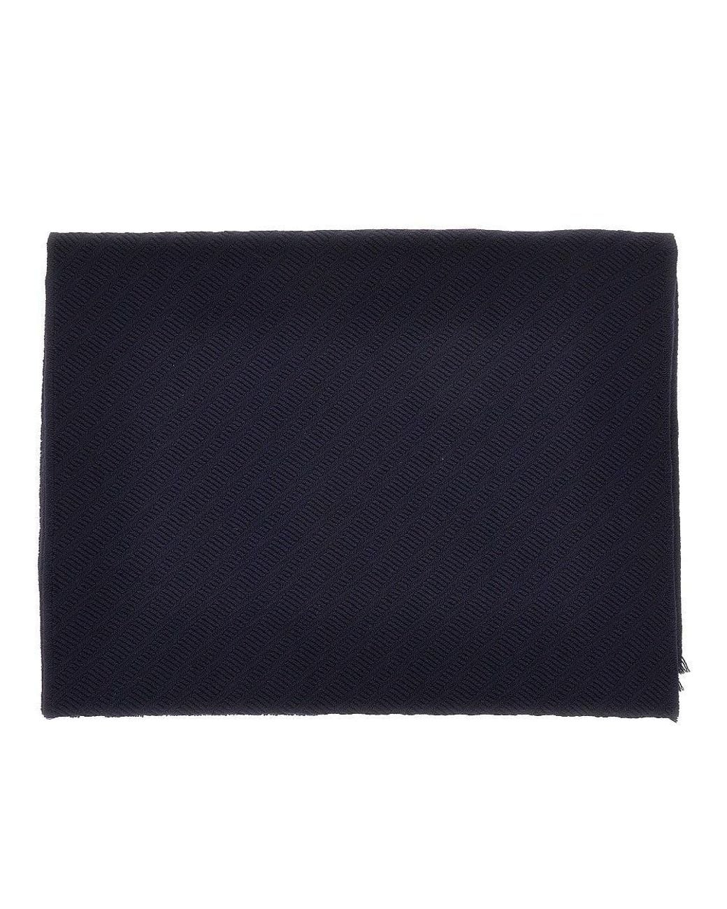 Emporio Armani Blue Jacquard Wool Scarf for men
