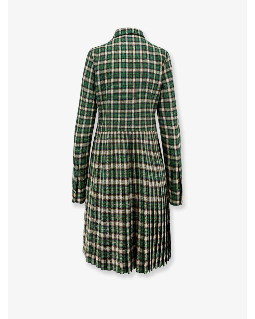 Céline Green Tartan Wool Mini Dress