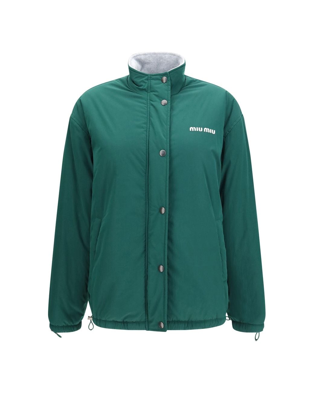 Miu Miu Green Pongé And Fleece Jacket Bottiglia
