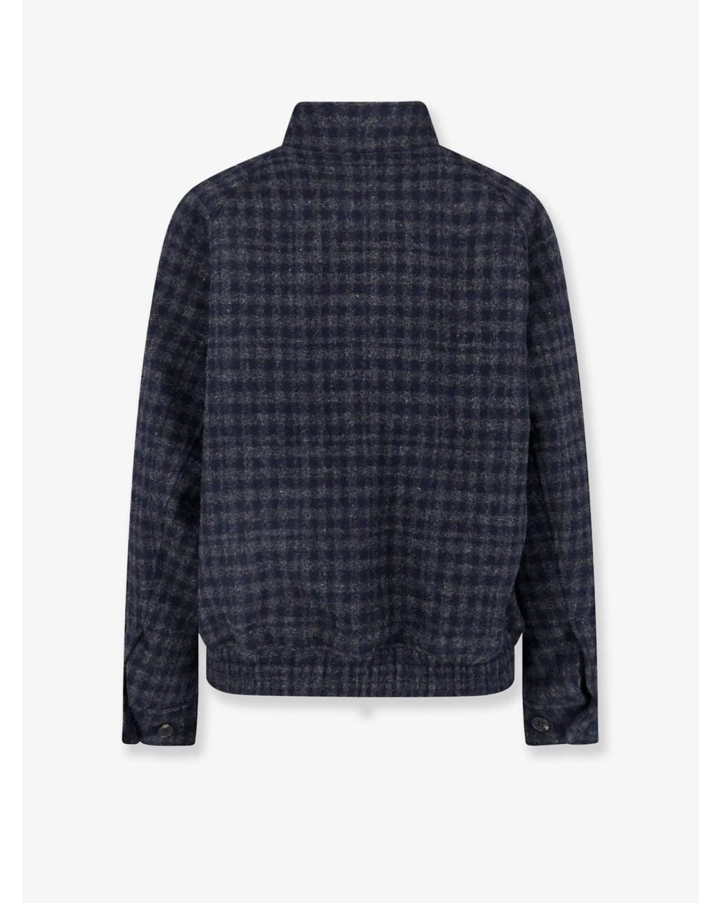 DUNST Blue Wool Jacket Checked Pattern Deep for men