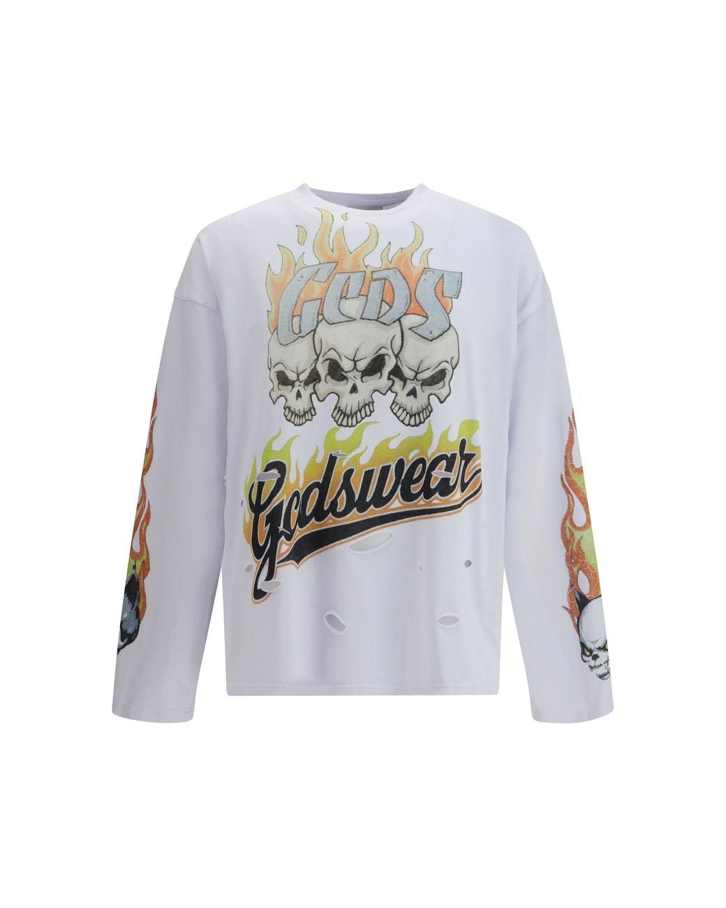 Gcds White Long-Sleeve T-Shirt Riders for men