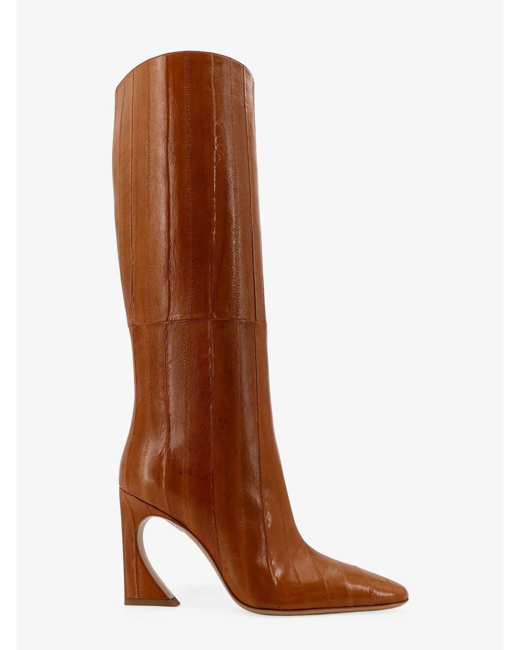 Fendi Brown Arco Hagfish Leather Boots