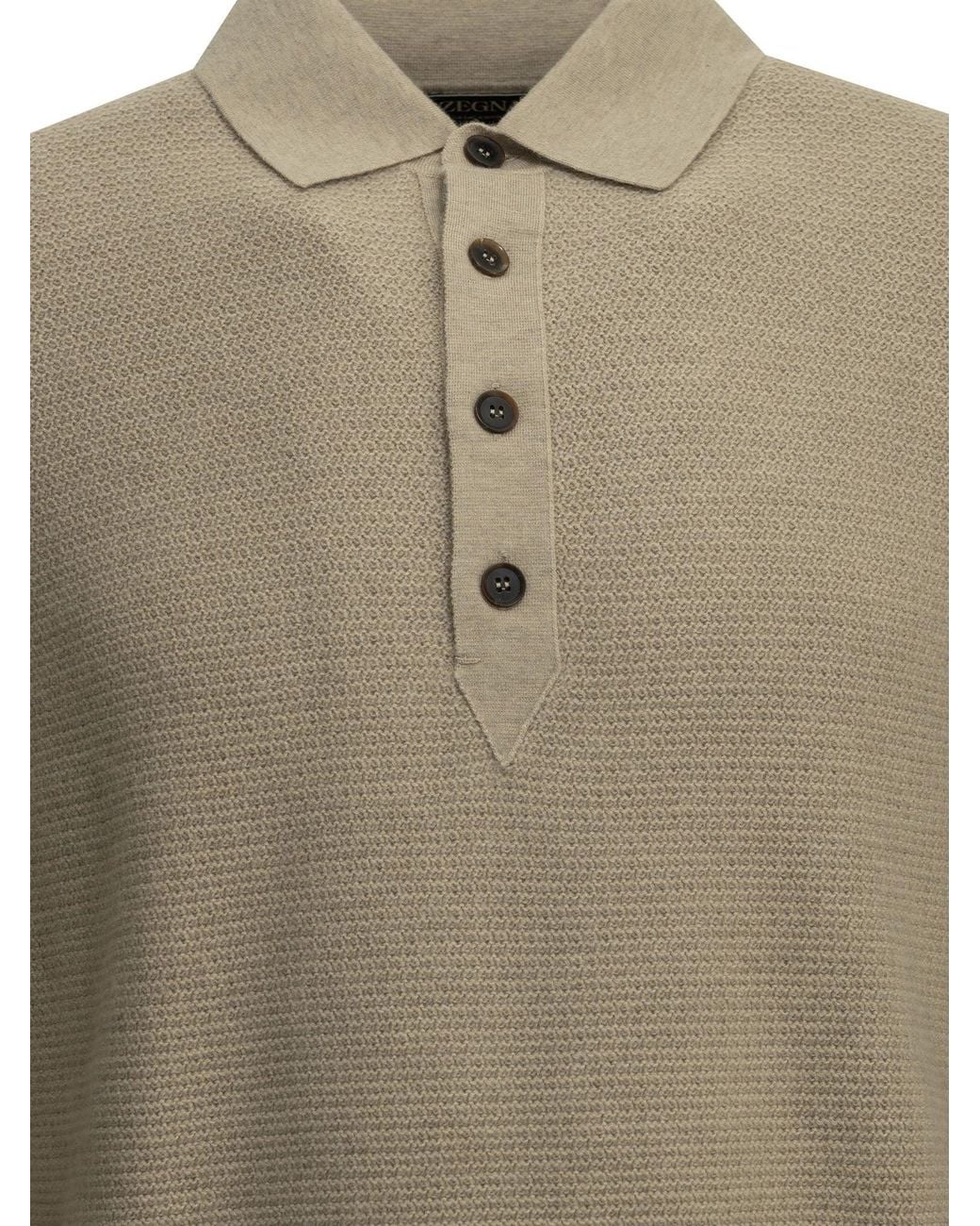 Zegna Natural Cashmere Polo Sweater for men