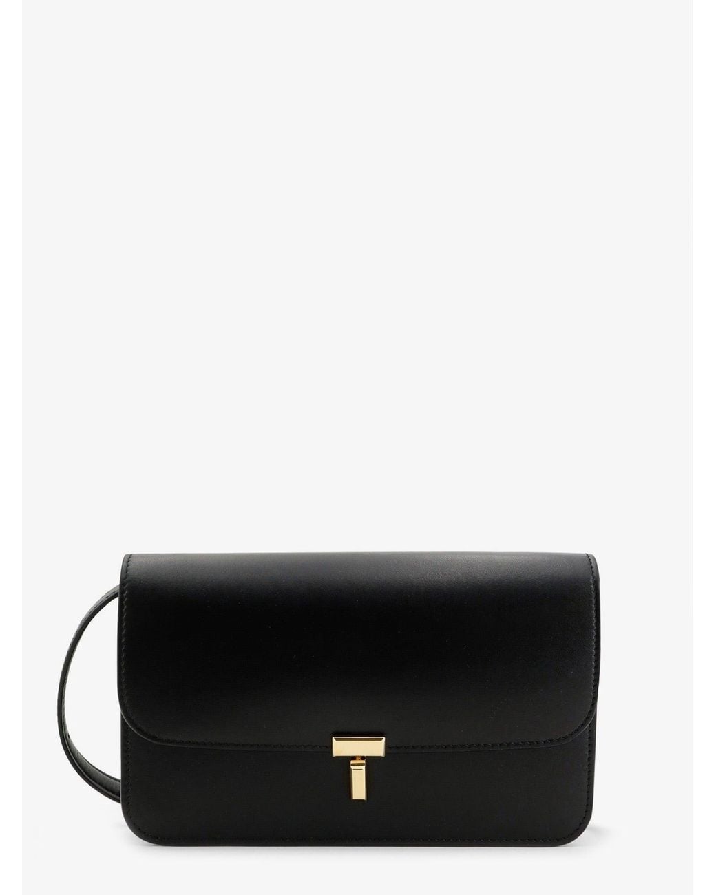 Totême Black T-Lock Leather Crossbody Bag