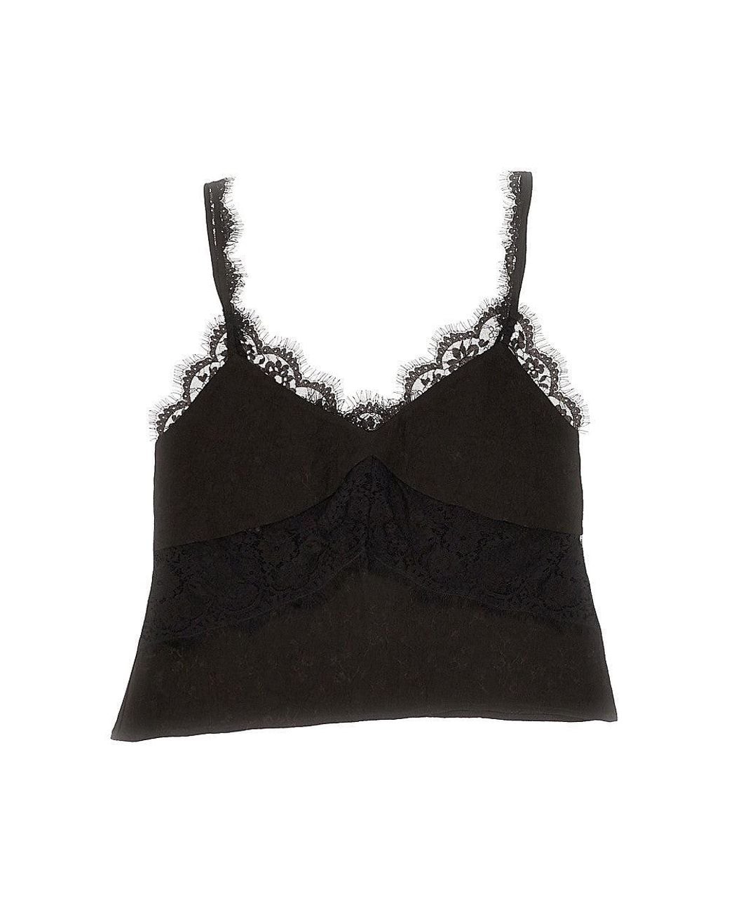 Pinko Black Jacquard And Lace Lingerie Top