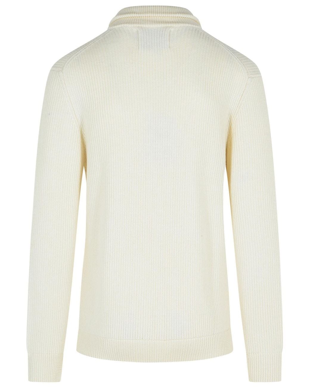 Seven Gauge White Cream Wool Sweater for men