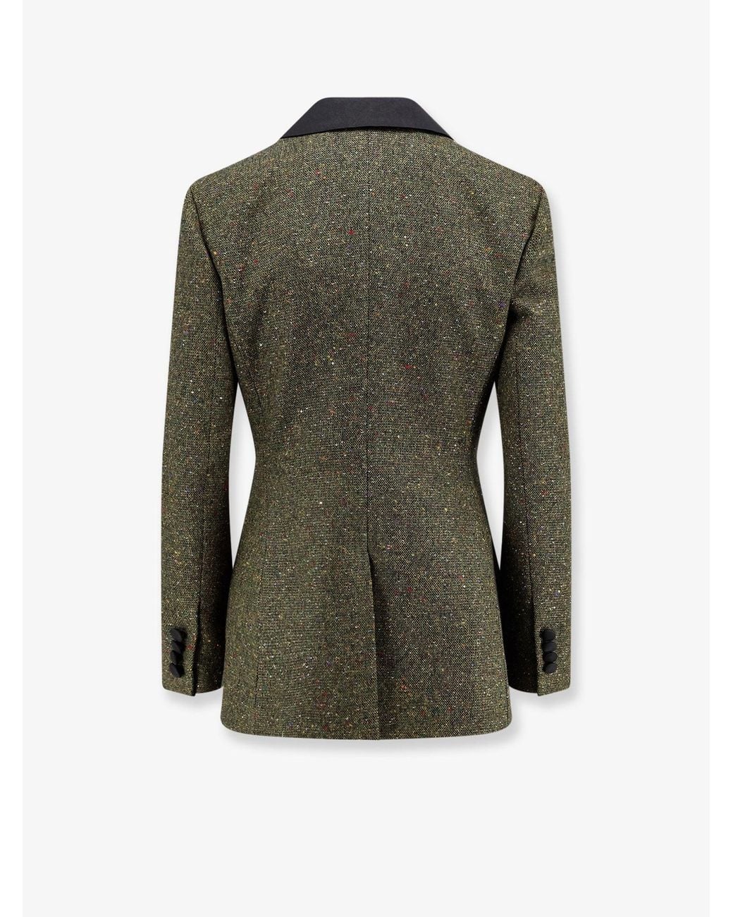 Dior Green Dior Fitted Silk And Virgin Wool Blend Tweed Blazer