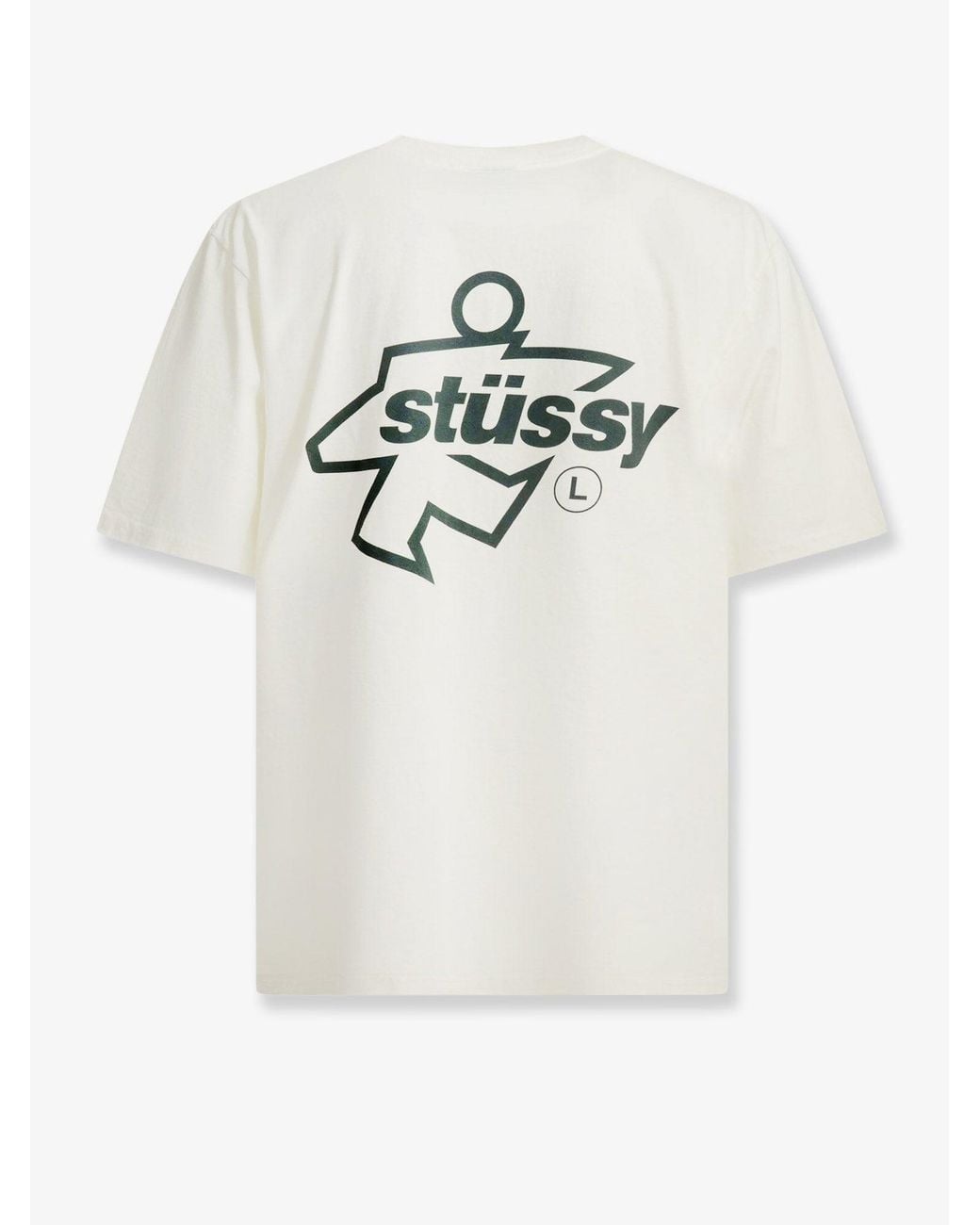 Stussy White Cotton T-Shirt With Front Print for men