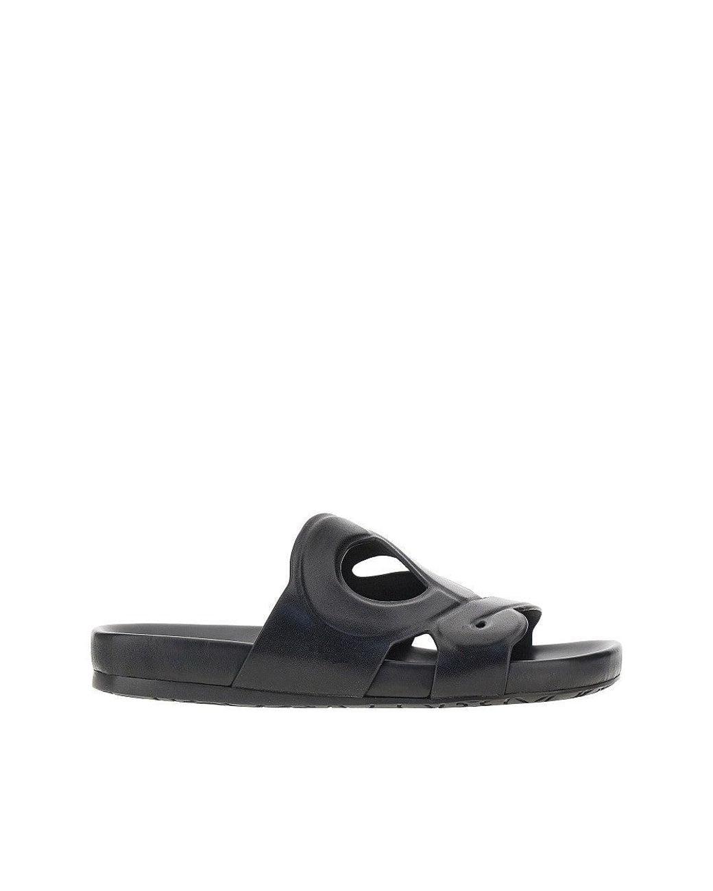 Loewe Black 'Ease Monogram' Leather Slides for men