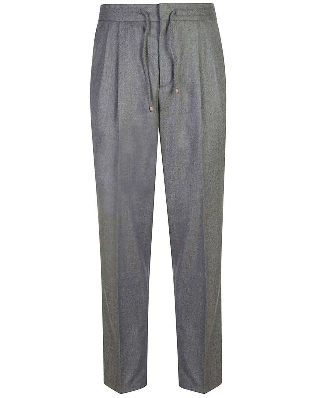 Brunello Cucinelli Gray Wool Leisure Fit Pants for men