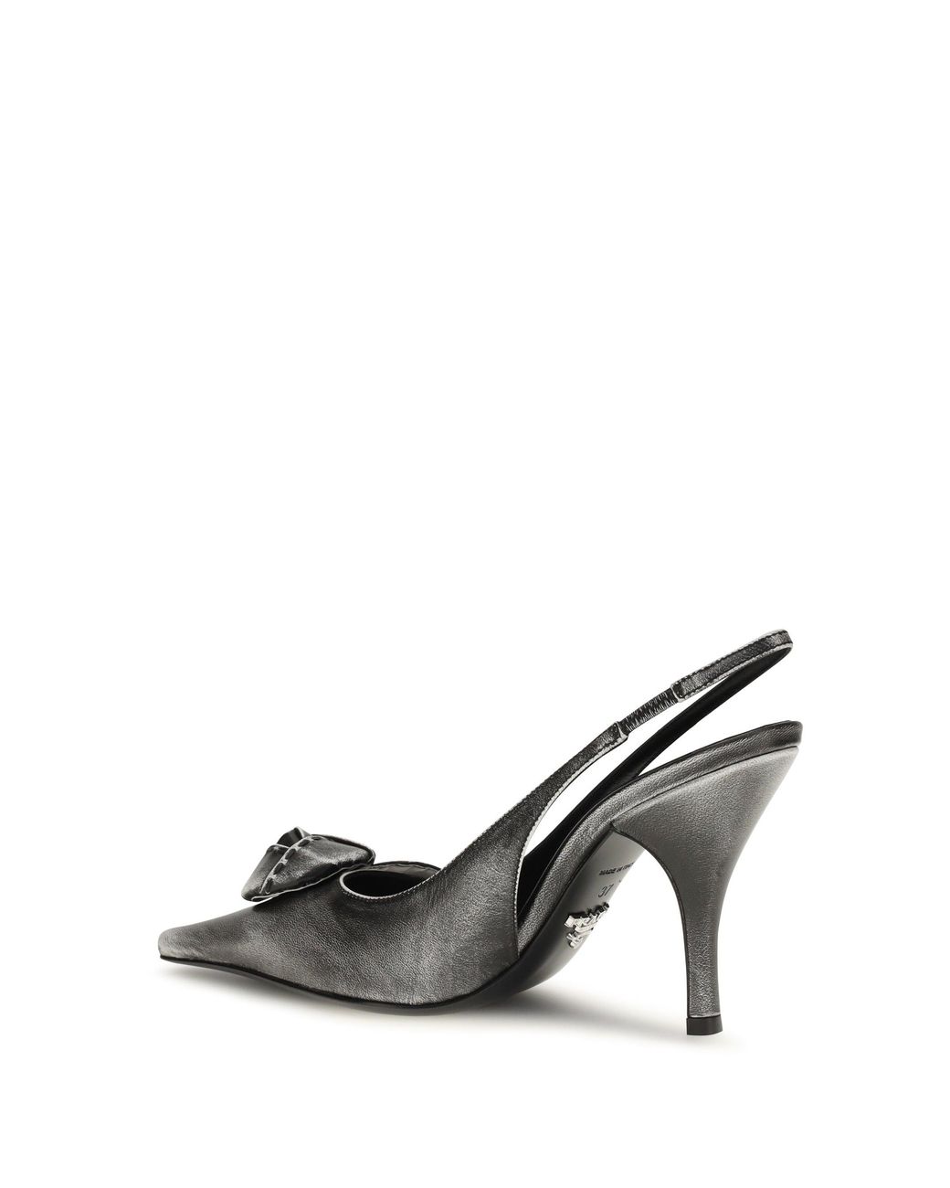 Prada Metallic Floral-Detail Leather Slingback Pumps