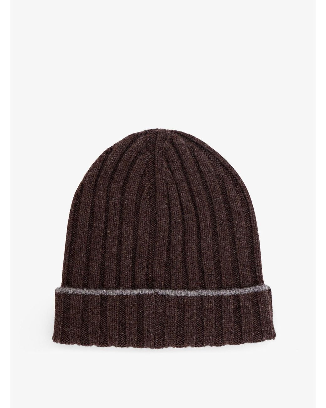 Brunello Cucinelli Brown Beanie Cashmere Hat for men