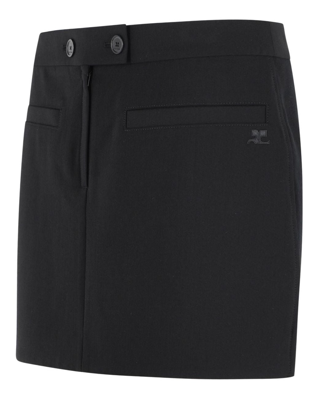 Courreges Black Wool Blend Miniskirt