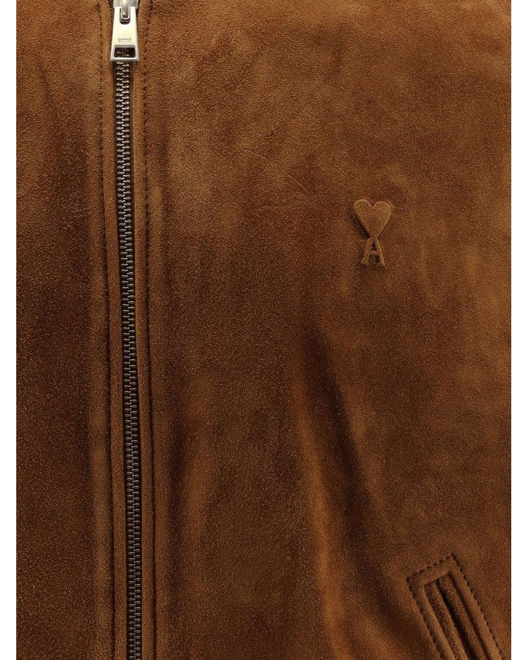 AMI Brown Suede Leather Jacket for men