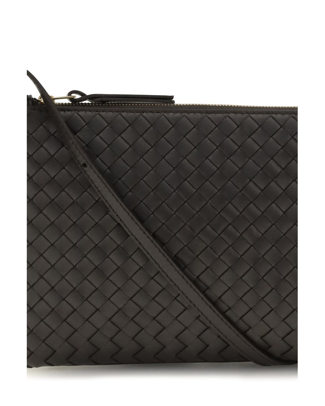 Bottega Veneta Black Intrecciato Shoulder Bag Espresso